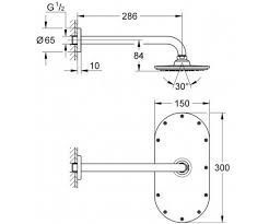 Rainshower Veris 300 Верхній душ с душовым кронштейном 286 мм, хром GROHE 26068000 26068000 фото