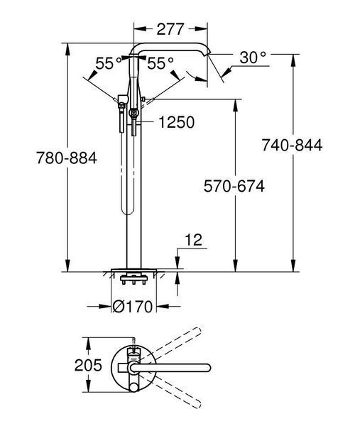 Матовый черный Смеситель для ванны, отдельностоящий, напольный, Grohe Essence 25248KF1 25248KF1 фото