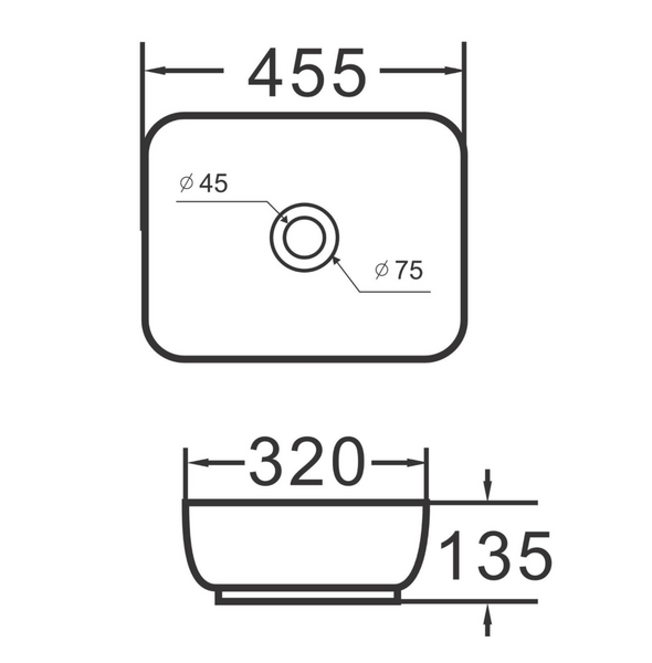 Умивальник накладний 45x32см раковина чаша, білий, Imprese I-form с06010603-46 100802 фото