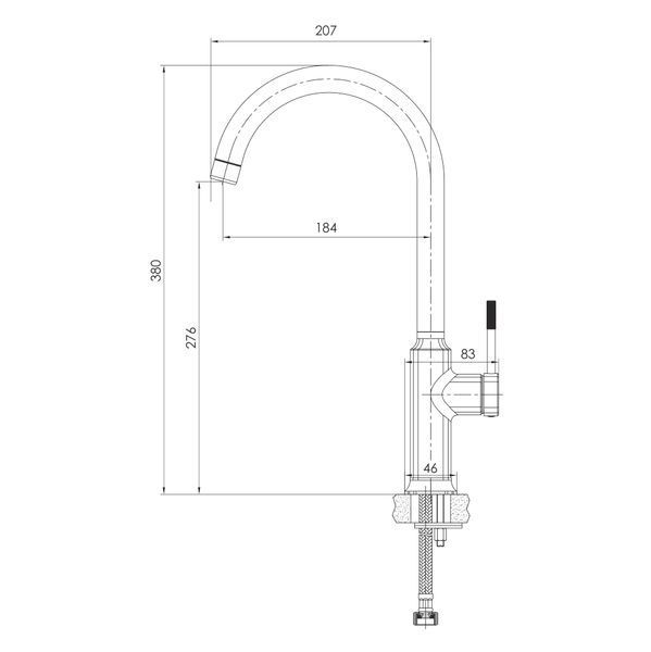 Imprese Brenta нікель. Змішувач для кухні, високий: 184x276; латун. ZMK081906150 74815 фото