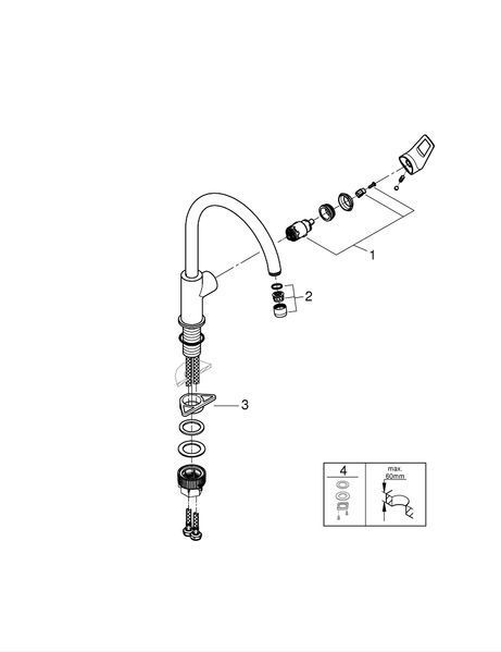 Высокий Смеситель для кухни Grohe BauLoop 31232001 31232001 фото