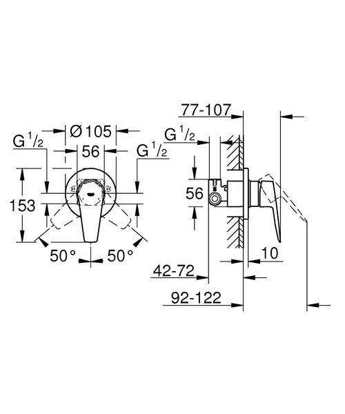 BauEdge Одноважільний змішувач прихованого монтажу для душу Grohe 29040001 29040001 фото