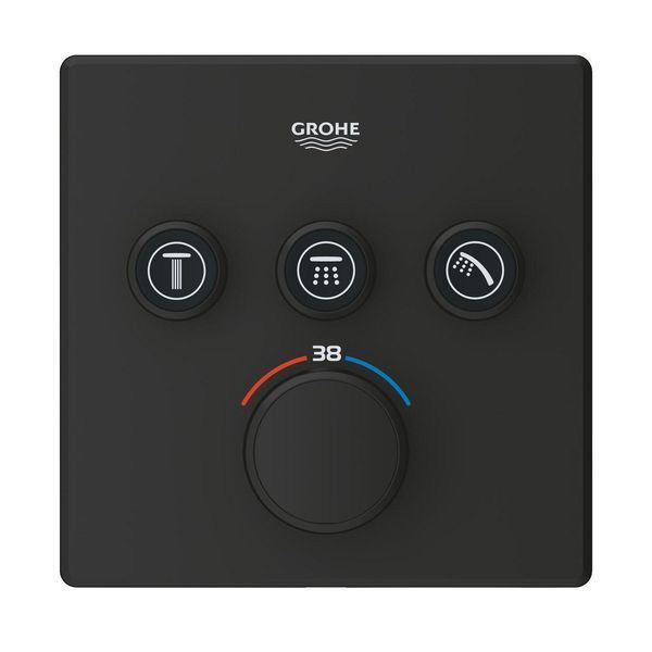 Grohtherm SmartControl матовый черный смеситель Термостат скрытого монтажа, 3 выхода, кнопки, Grohe 102167KF00 102167KF00 фото