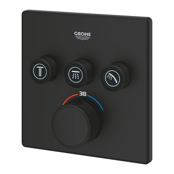 Grohtherm SmartControl матовый черный смеситель Термостат скрытого монтажа, 3 выхода, кнопки, Grohe 102167KF00 102167KF00 фото