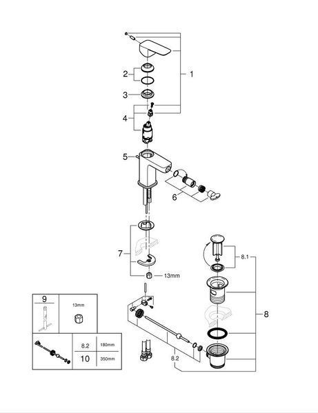 Смеситель для биде однорычажный, S-размера, хром, Grohe Cubeo 1018100000 1018100000 фото