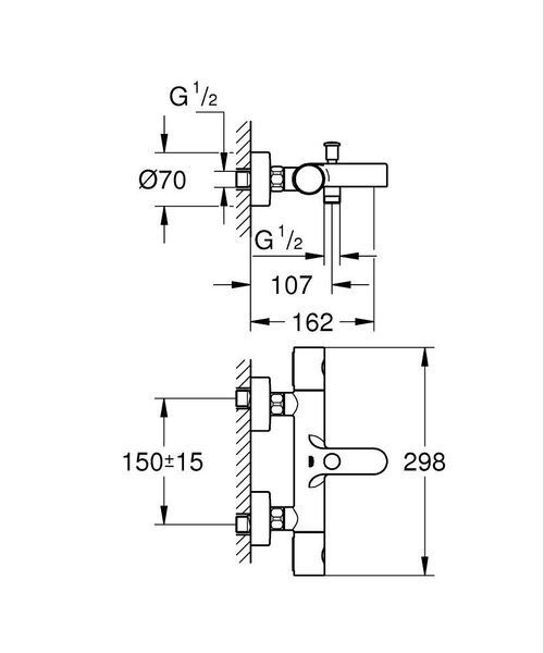 GROTHERM 800 Cosmopolitan змішувач з термостатом для ванни, хром Grohe 34766000 34766000 фото