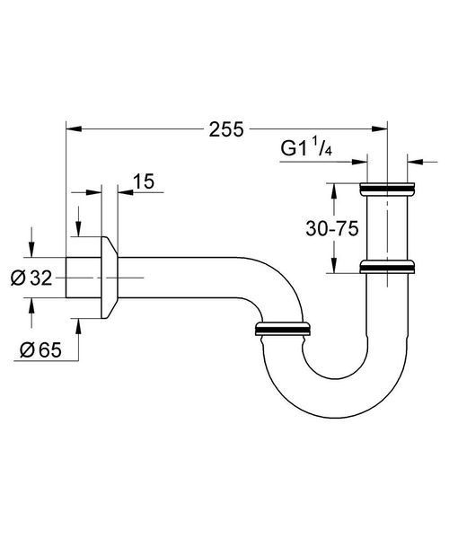 Сифон для умывальника трубный латунь Grohe 28947000 28947000 фото