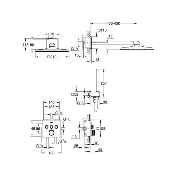GROHTHERM SmartControl Душова система, з душовим гарнітуром GROHE 34804000 34804000 фото