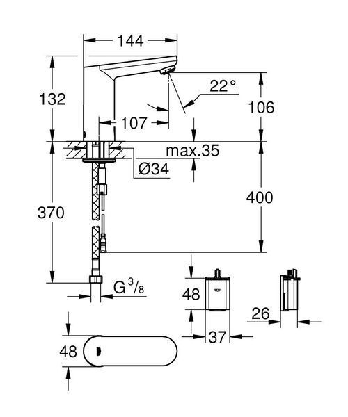 Eurosmart Cosmopolitan E Смеситель для раковины электронный Grohe 36330001 36330001 фото