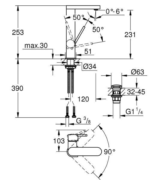Высокий смеситель для умывальника раковины Grohe Plus 23873003 23873003 фото