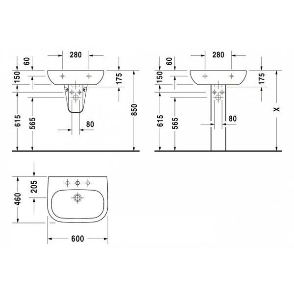 Умывальник 60*46см раковина, Duravit D-CODE 23106000002 23106000002 фото