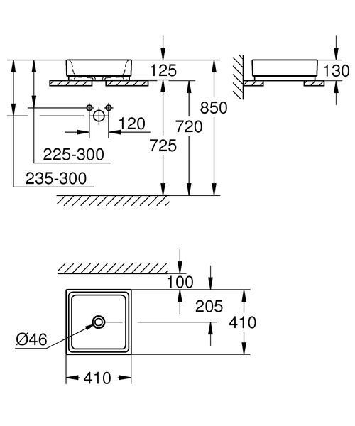 Cube Ceramic Накладной умывальник  Раковина-чаша 40см квадратный Grohe 3948200H 3948200H фото