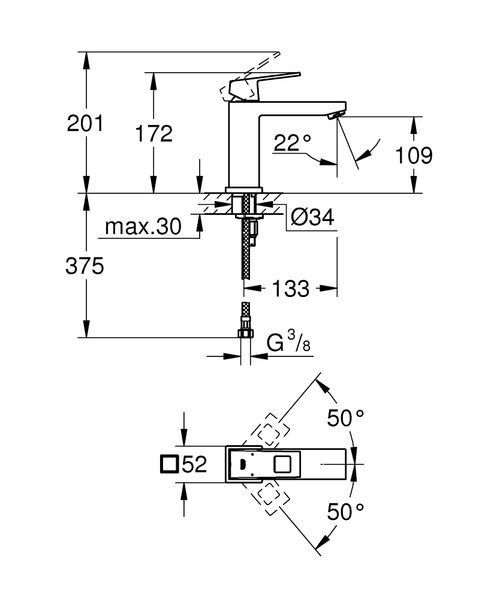 Змішувач для умивальника Grohe Eurocube M-Size 23446000 23446000 фото
