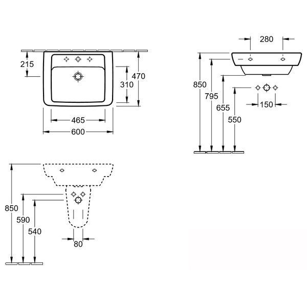 Умывальник 60*47см VERITY DESIGN раковина Villeroy&Boch 51036001 51036001 фото