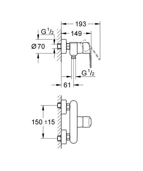 Eurostyle Cosmopolitan Змішувач одноважильний для душу, DN 15 Grohe 33590002 33590002 фото