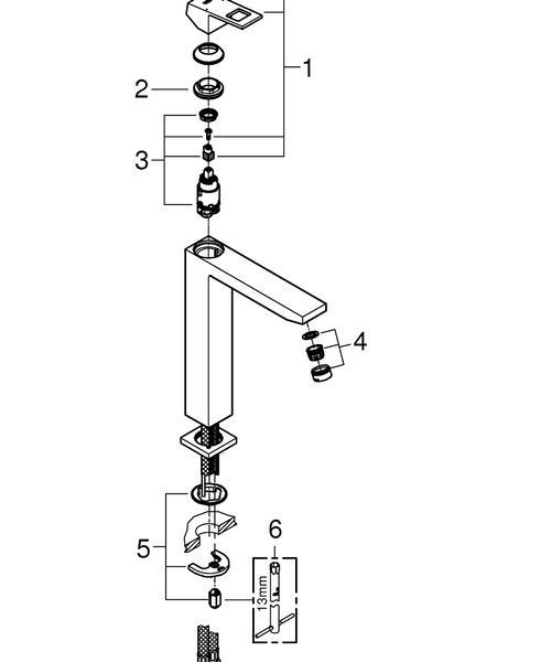 Смеситель для накладного умывальника XL-Size, хром, высокий, Grohe Eurocube 23406000 23406000 фото