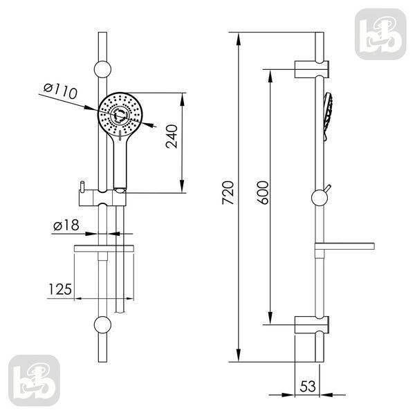 Душова штанга L-72см стійка, IMPRESE t03800101LX 84079 фото
