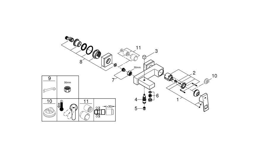 Смеситель для ванны, хром, Grohe Eurocube 23140000 23140000 фото