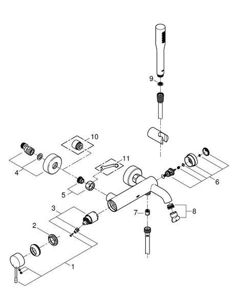 Essence Смеситель для ванны, однорычажный, с душевым набором, лейка стик, Grohe 33628001 33628001 фото