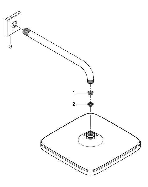 Верхний душ с кронштейном Grohe Tempesta Cosmopolitan 250 Cube с EcoJoy, хром 26687000 26687000 фото