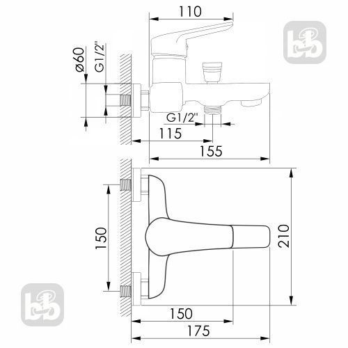 Смеситель для ванны Imprese Krasa f03208601AA 88319 фото