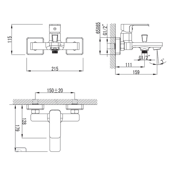 Змішувач для ванни, колір нікель, квадратний soft-cube, 159/35. Imprese Bilovec f03200906AB 94014 фото