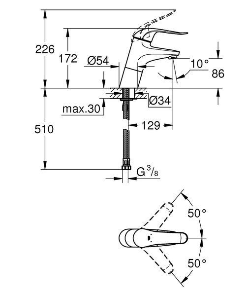 Euroeco Смеситель для раковины, для медицинских учреждений, больниц, Grohe 32765000 32765000 фото