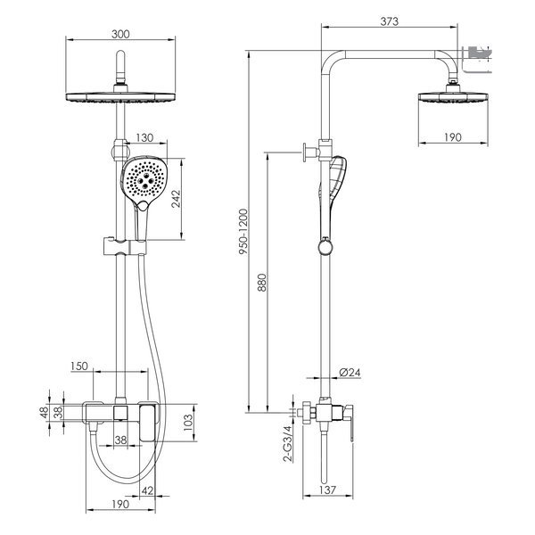 Imprese BILOVEC никель. Душевая система колонна: 95-120/30/13. t030S00906SP 83983 фото