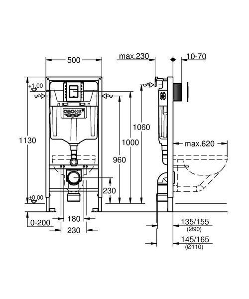 Rapid SL 3в1 инсталляция для подвесного унитаза кнопка хром Grohe 39501000 39501000 фото