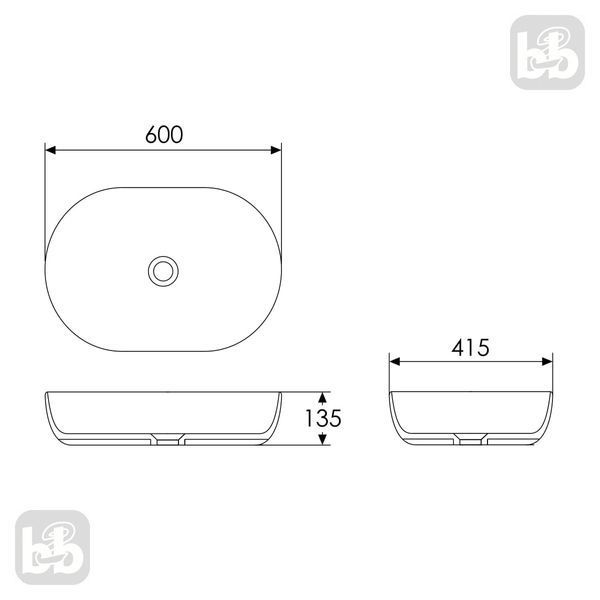 JESS Накладний умивальник 60см раковина колір світло-сірий Imprese i11326MG 81174 фото