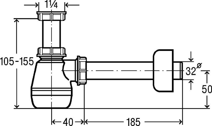 Viega. Полусифон для біде, пляшковий: 5/4; 225x105/32 мм; пластик. 120337 120337 фото