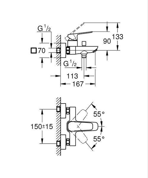 Матовый черный Смеситель для ванны, однорычажный, настенный, Grohe Cubeo 1018132430 1018132430 фото