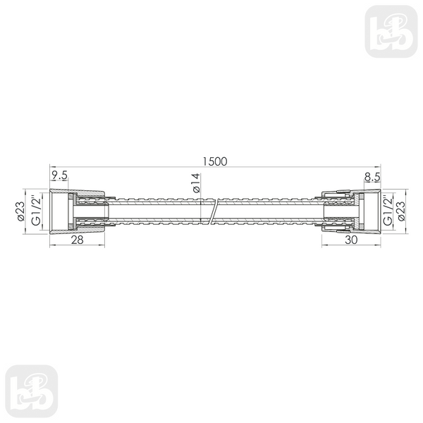 Imprese Grafiky графитовый Шланг для душа, нержсталь (150см; 1/2x1/2; anti-twist). ZMK0423070362 93809 фото