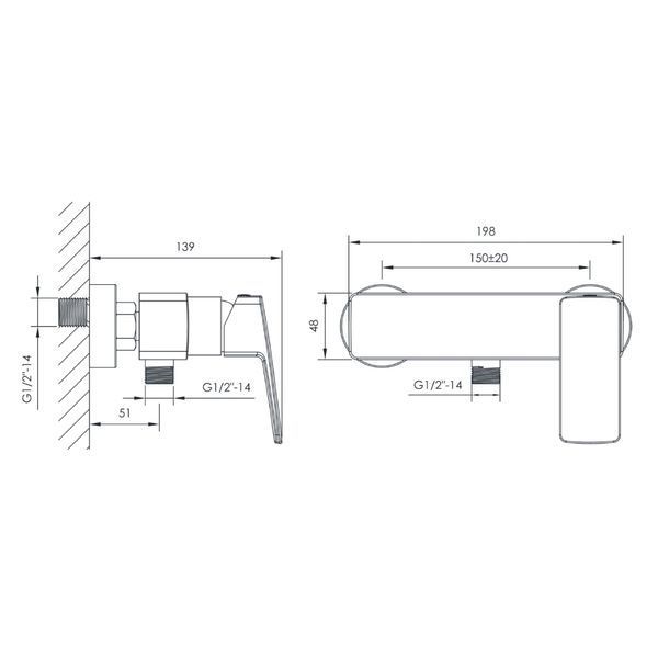 Змішувач для душу: 139/35 мм; латунь, хром. Imprese GRAFIKY ZMK061901080 66632 фото