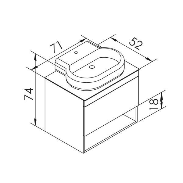 BLACK EDGE шафка 70см з накладним умивальником і стільницею Imprese f32117W 81843 фото