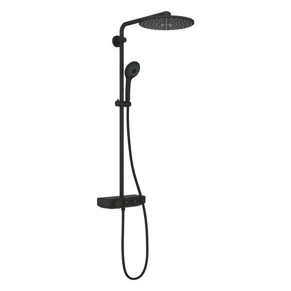 EUPHORIA SMARTCONTROL 310 матовая черная душевая система с термостатом для душа, колонна, кнопки, Grohe 22120KF0 22120KF0 фото