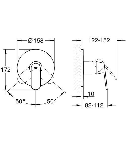 Eurosmart Cosmopolitan Змішувач прихованого монтажу для душу одноважільний на 1 вихід Grohe 24044000 24044000 фото