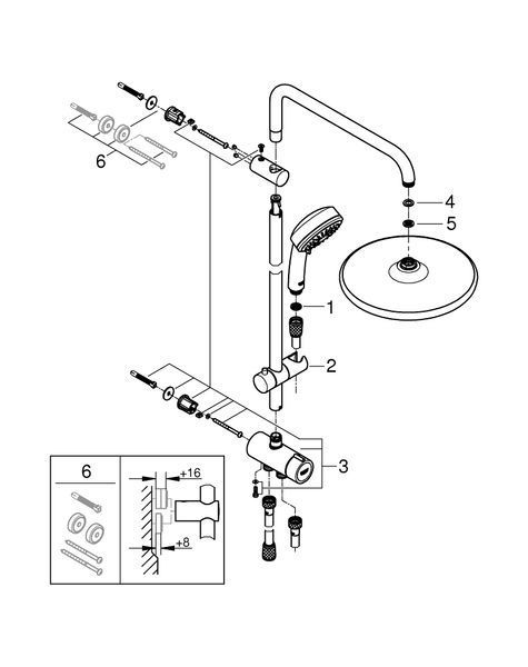 TEMPESTA COSMOPOLITAN System 250 душова система Flex без змішувача для настінного монтажу Grohe 26675000 26675000 фото