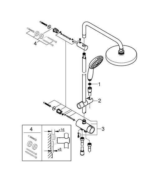 Tempesta System 200 Душевая система Flex стойка колонна без смесителя хром Grohe 26981001 26981001 фото