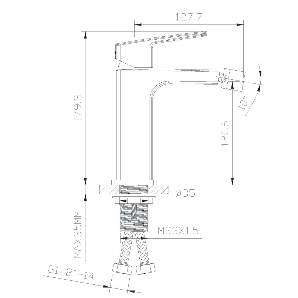 Графитовый Смеситель для биде: 128x121/35 мм; латунь. Imprese GRAFIKY ZMK041807070 60365 фото