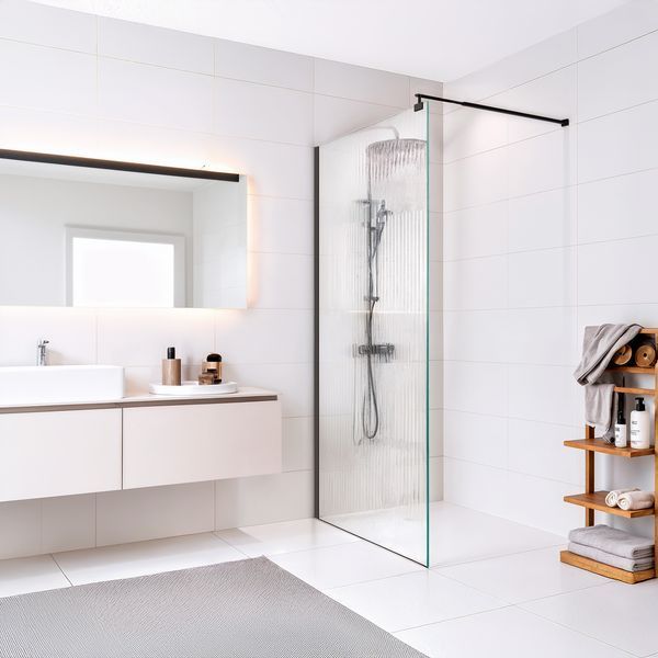 IMPRESE душова стінка WALK-IN з профілем та тримачем, 100*200см, чорний мат, скло m&aacute;vat IMPRESE s09110004MV s09110004MV фото