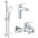 Комплект змішувачів для ванної Grohe Eurosmart 3в1, без донного клапана, хром Ua123246M3 UA123246M3 фото 1