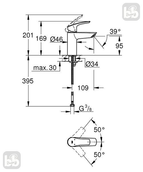 Матовый черный Смеситель для умывальника S-Size однорычажный, Grohe Eurosmart New 324672433 324672433 фото