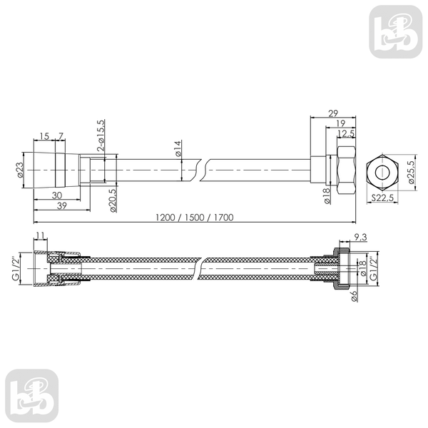 Шланг для душу 170см, гладкий, хром, anti-twist, Imprese f03600101TC 101124 фото