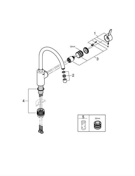 EUROSMART Cosmopolitan змішувач для кухні, суперсталь Grohe 32843DC2 32843DC2 фото