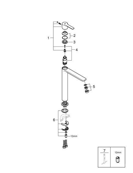 Lineare высокий смеситель для накладного умывальника раковины, хром Grohe 23405001 23405001 фото