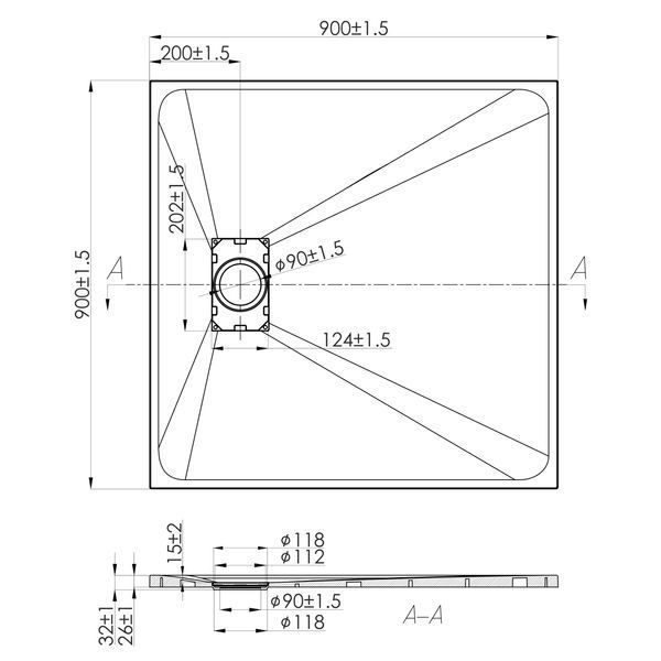 Піддон LA PIETRA квадратний 90*90 см, grey DiMARCO DM4С003GR DM4С003GR фото