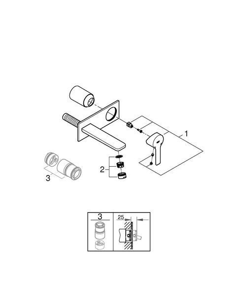 Lineare настенный смеситель для умывальника скрытого монтажа, хром Grohe 19409001 19409001 фото
