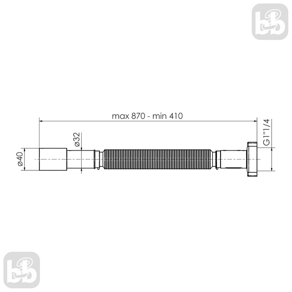 Гофра з гайкою, 1 1/4" х d32/40, Imprese w14100211G 94532 фото