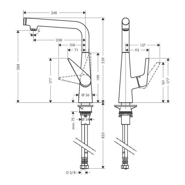 Talis Select S Змішувач для кухні 300, одноважільний, з поворотним виливом HANSGROHE 72820000 72820000 фото